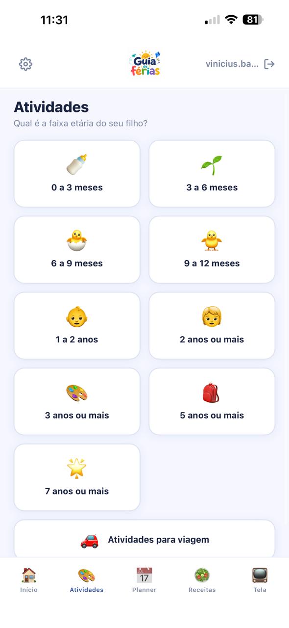 Tela Atividades