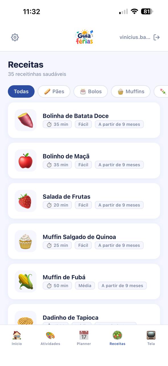 Tela Receitas
